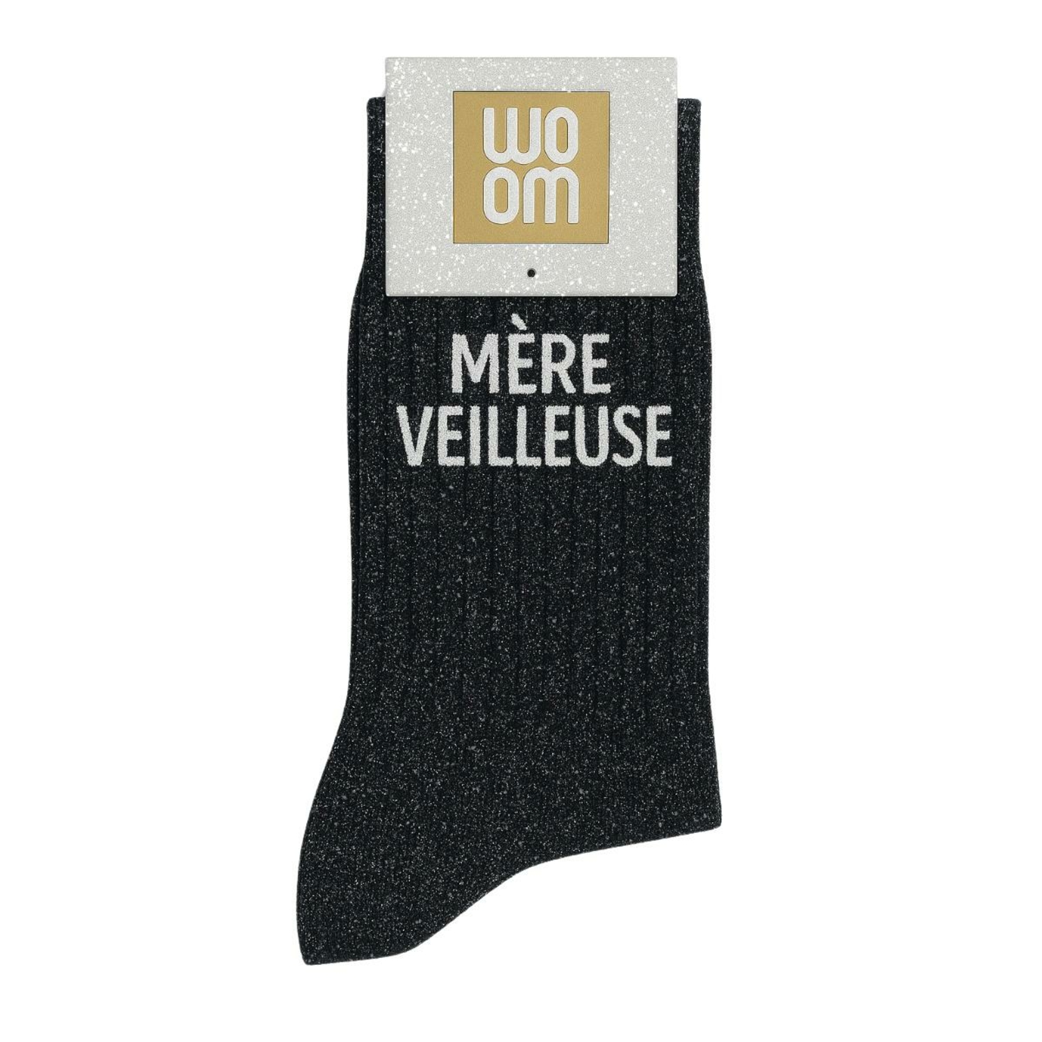 Chaussettes à Paillettes "Mère Veilleuse" 36-40 Noir WOOM