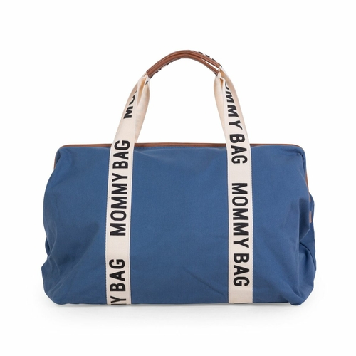 Childhome Sac à Langer Mommy Bag Toile - Signature Indigo