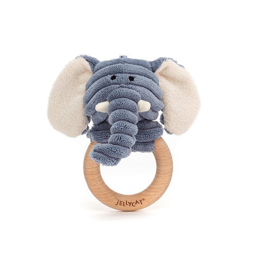 Jellycat Hochet Cordy Roy Elephant avec Anneau en Bois