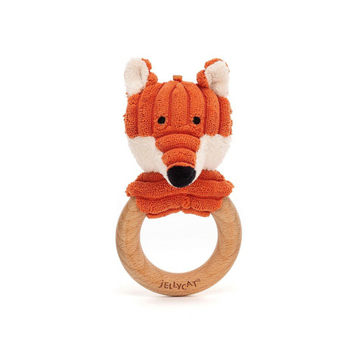 Jellycat Hochet Cordy Roy Renard avec Anneau en Bois