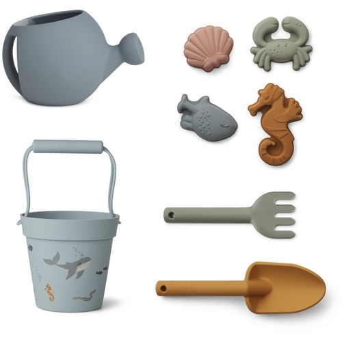 Liewood Set de Plage Complet en Silicone Florence - Sea Creature Blue