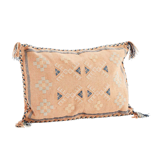 Madam Stoltz Coussin aux motifs ethniques (40 x 60 cm) Pêche