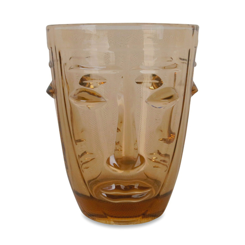 Opjet Verre Gobelet Visage Ambre